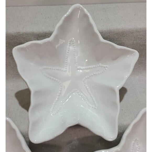 Set Of 3 Home Essentials Vintage Collection Starfish Dish Bowl White Nautical - Picture 3 of 8